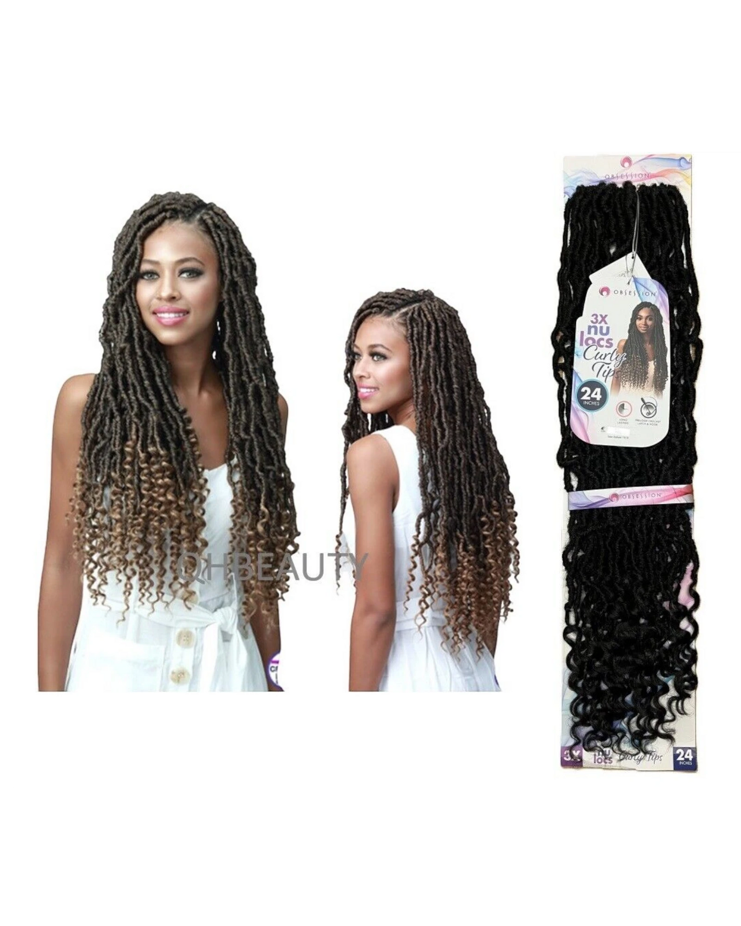 Obsession Synthetic Crochet PreLoop Braid Hair Extension - NU LOCS CURLY TIPS 24