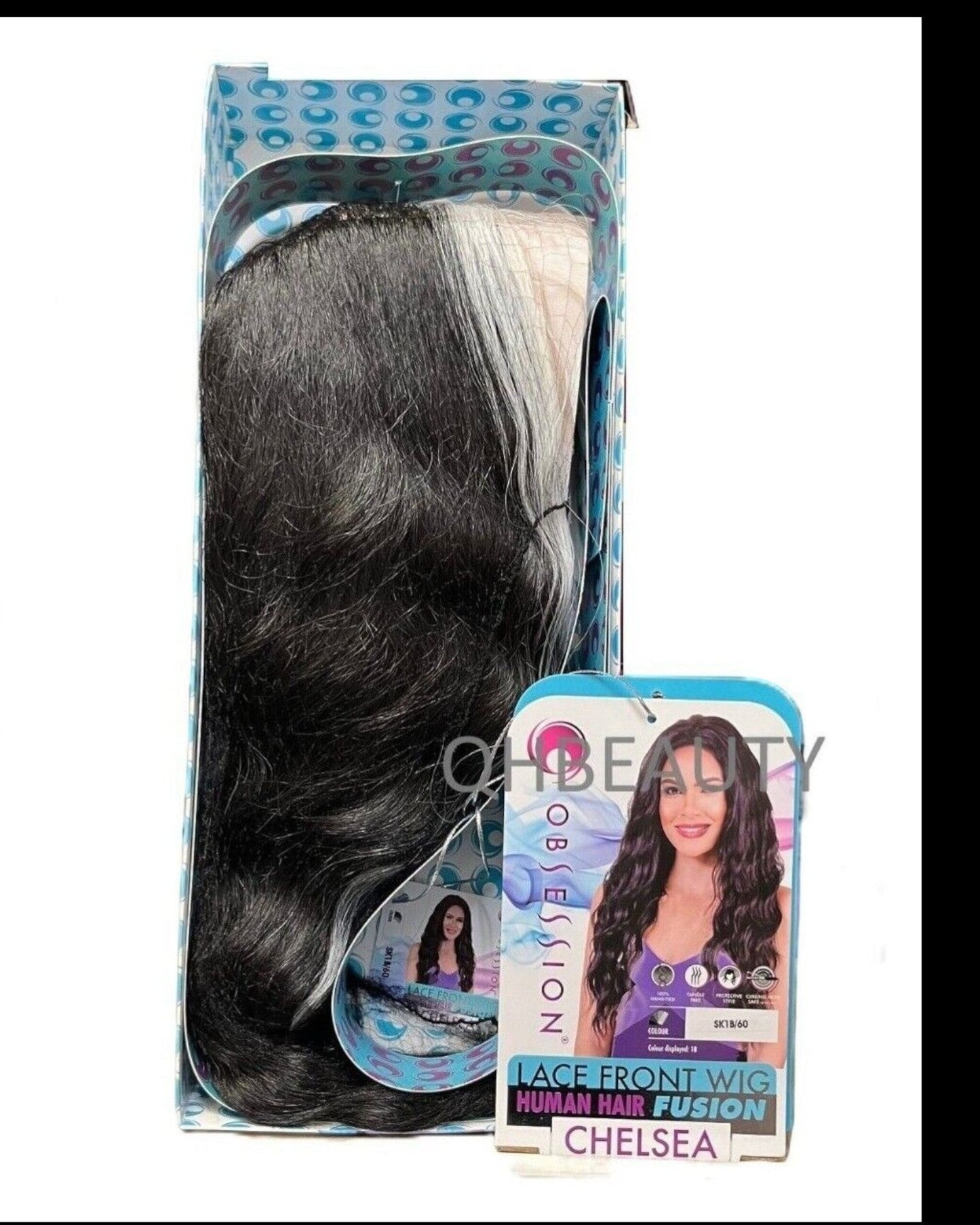 OBSESSION LACE FRONT HUMAN HAIR FUSION NATURAL BODWAVE CURLY HAIR WIG - CHELSEA