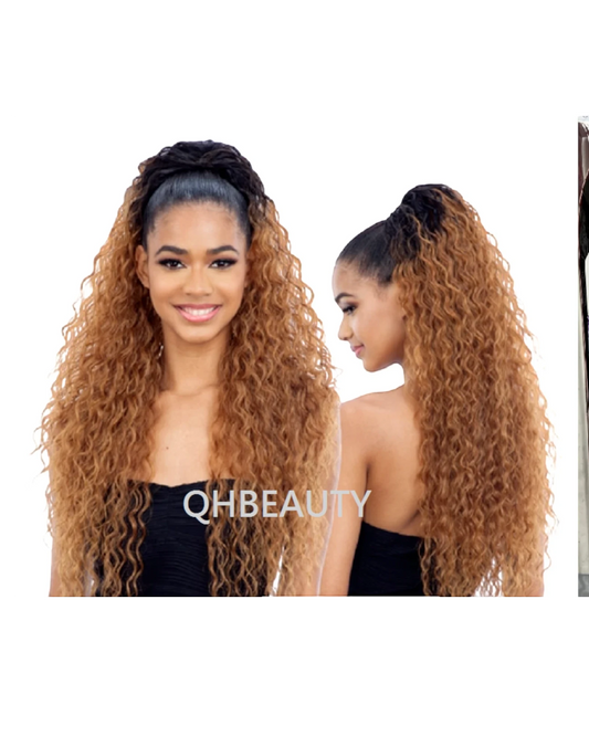 OBSESSION SYNTHETIC DRAWSTRING CURLY LONG HAIR PONYTAIL - BLOOM GIRL 30 INCH