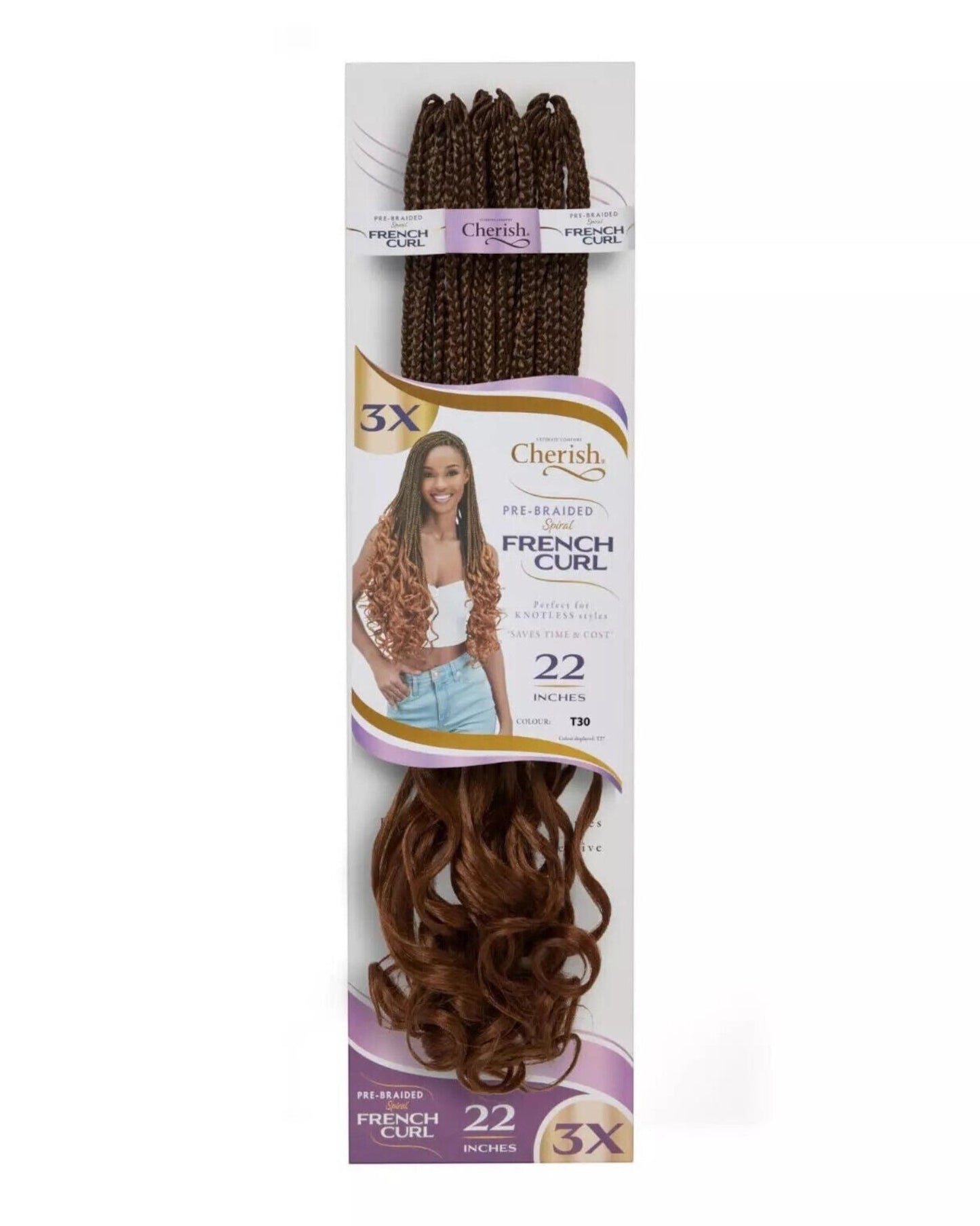 CHERISH SYNTHETIC CURLY HAIR EXTENSION BRAID - PRE BRAIDED SPIRAL FRENCH CURL 22