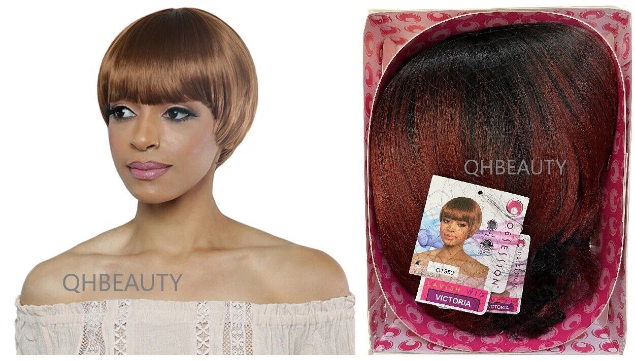 Obsession Synthetic Lavish Straight Bob Bangs 100% Hand Tied Hair Wig  VICTORIA