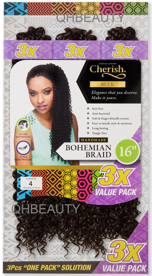 Cherish Synthetic Crochet Hair Extension Handmade  3 x BOHEMIAN BRAID 16 & 20 ''