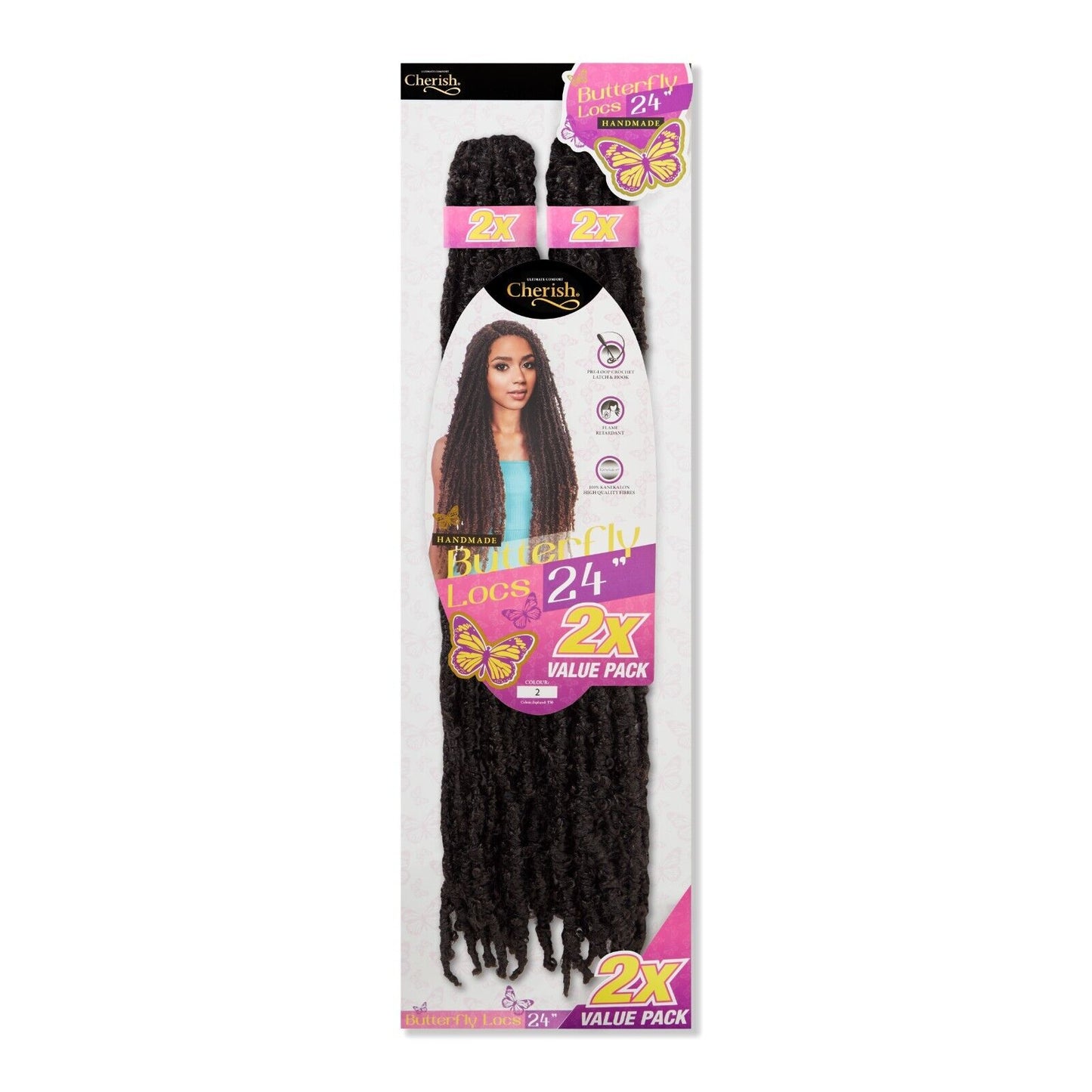 CHERISH SYNTHETIC CROCHET LONG HAIR EXTENSION PRE LOOP BRAID - BUTTERFLY LOC 24"