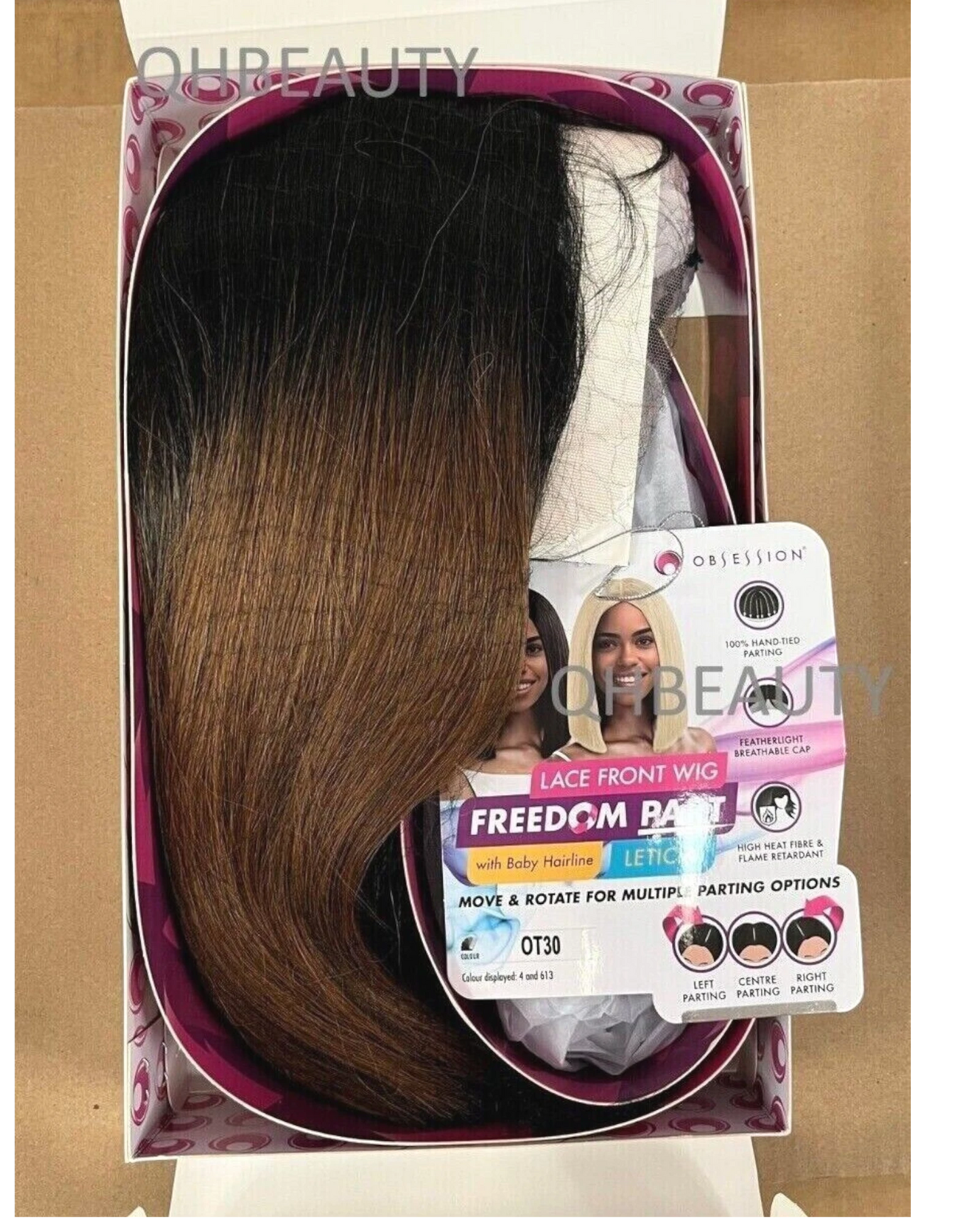 Obsession Synthetic Lace Front Free Part Hand Tied Straight Hair Wig - Leticia