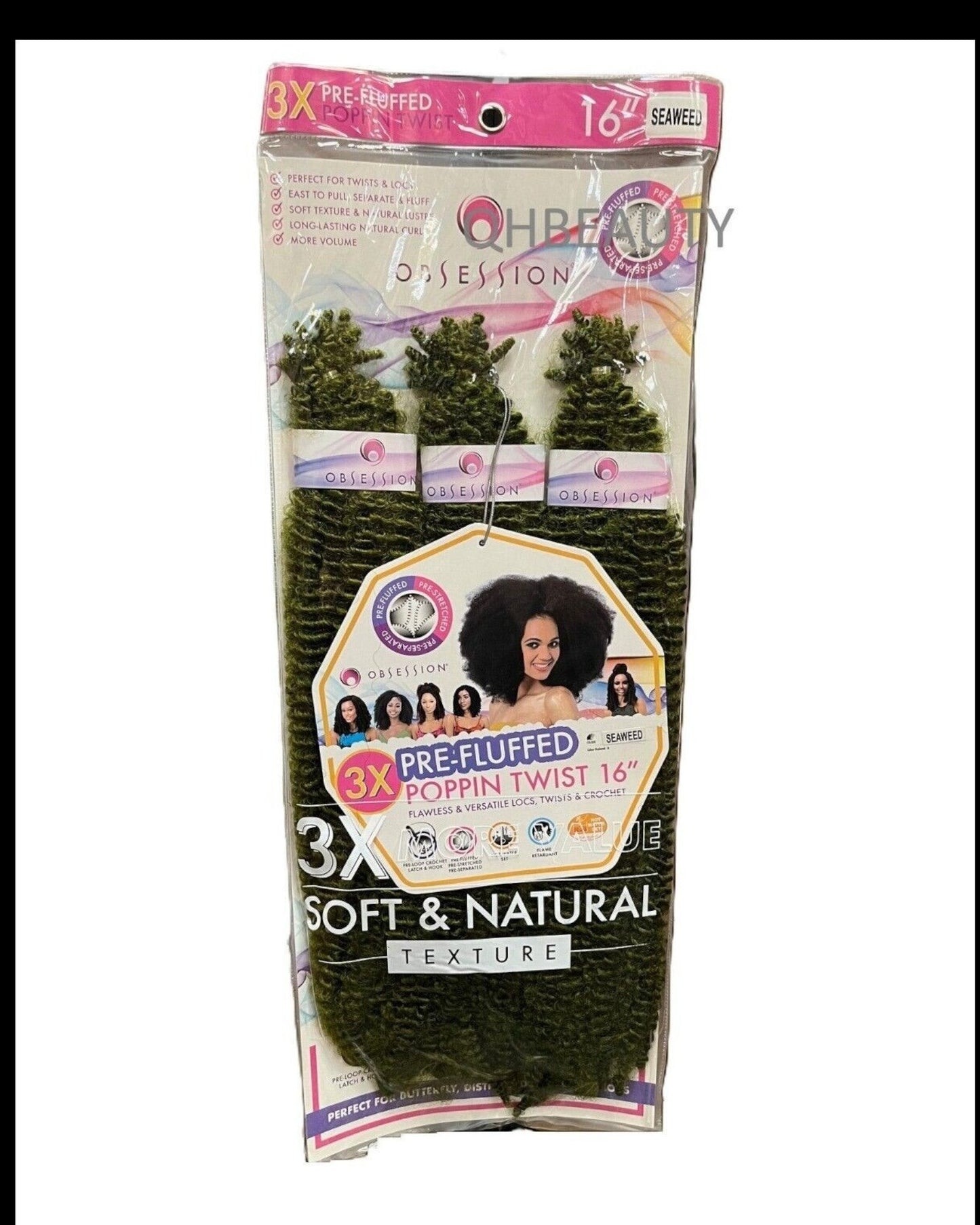 OBSESSION SYNTHETIC CROCHET SOFT BRAID 3X PRE-FLUFFED - POPPIN TWIST 16'' & 20"
