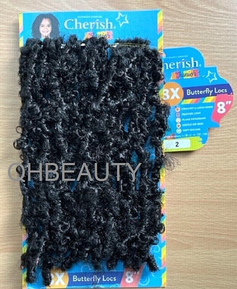CHERISH SYNTHETIC JUNIOR KIDS CROCHET BRAID HAIR EXTENSION - 3 X BUTTERFLY LOCS 8 ''