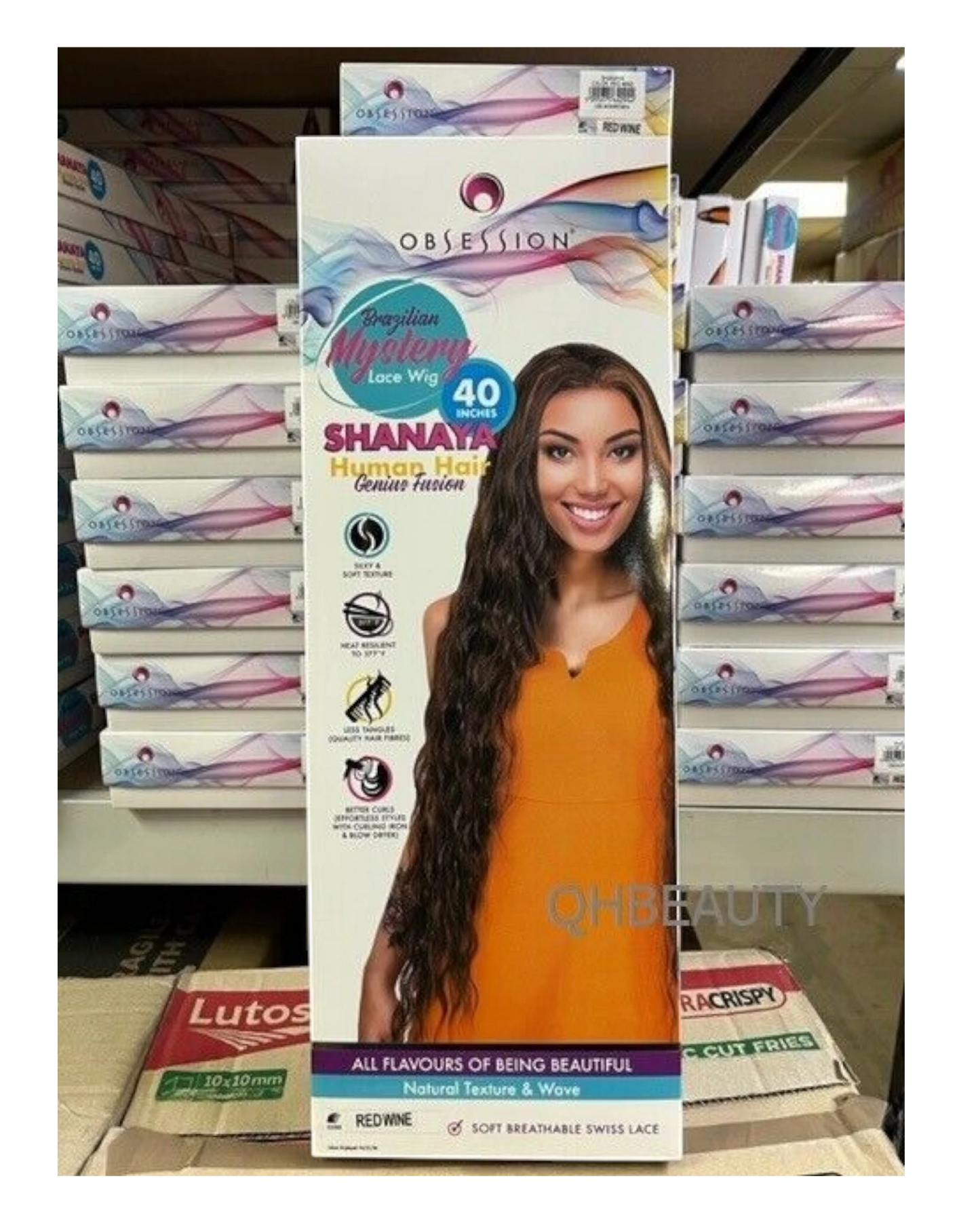 OBSESSION BRAZILIAN FUSION HUMAN HAIR NATURAL LONG CURLY LACE WIG - SHANAYA 40