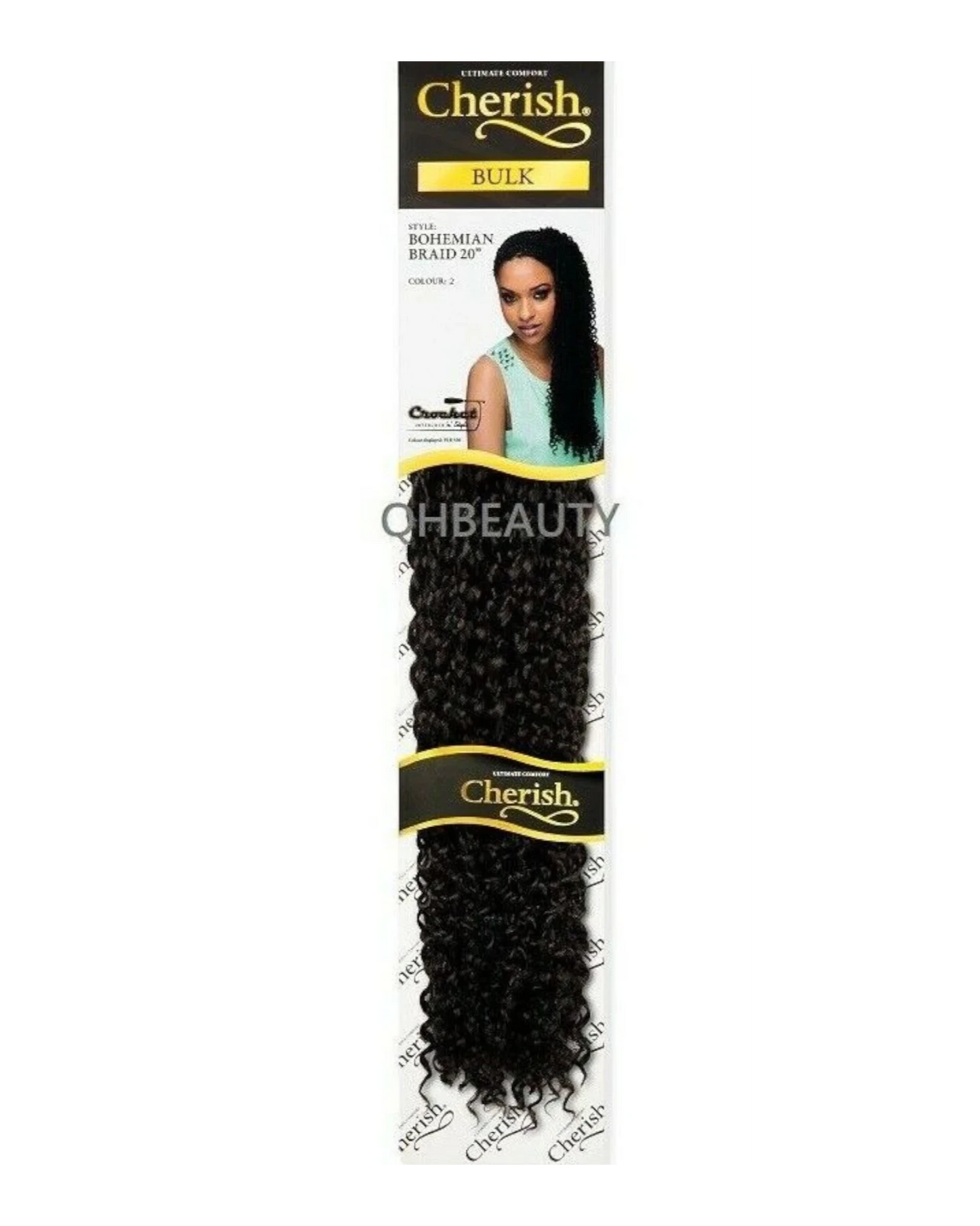 CHERISH SYNTHETIC CROCHET CURLY HAIR EXTENSION BRAID - BOHEMIAN BULK 20 INCH