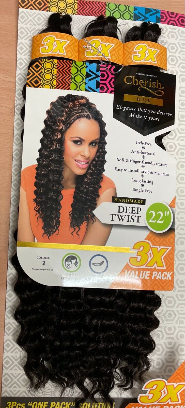 Cherish Synthetic Crochet Braid Hair Extension Handmade  3 x Deep Twist 22"
