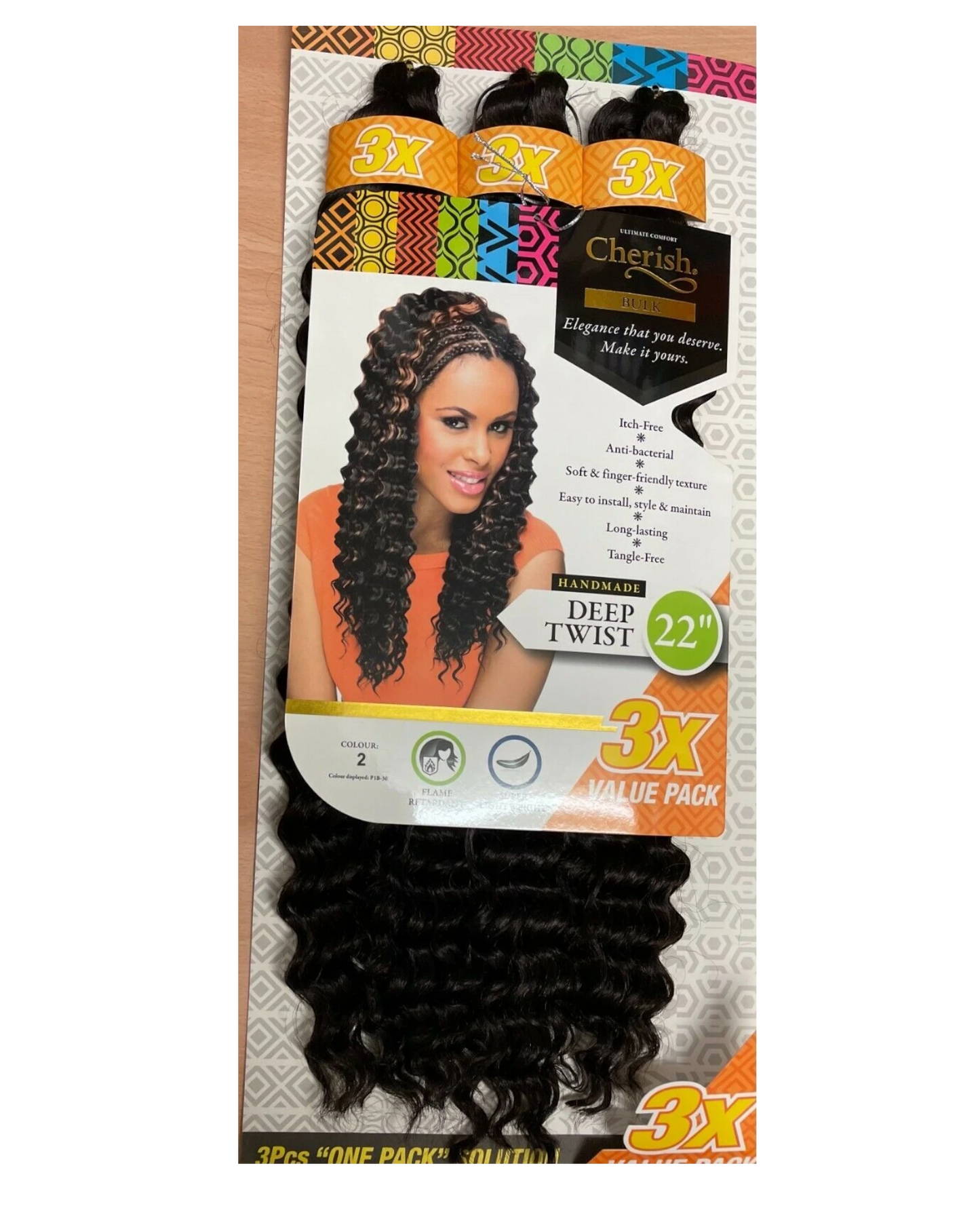 Cherish Synthetic Crochet Braid Hair Extension Handmade  3 x Deep Twist 22"