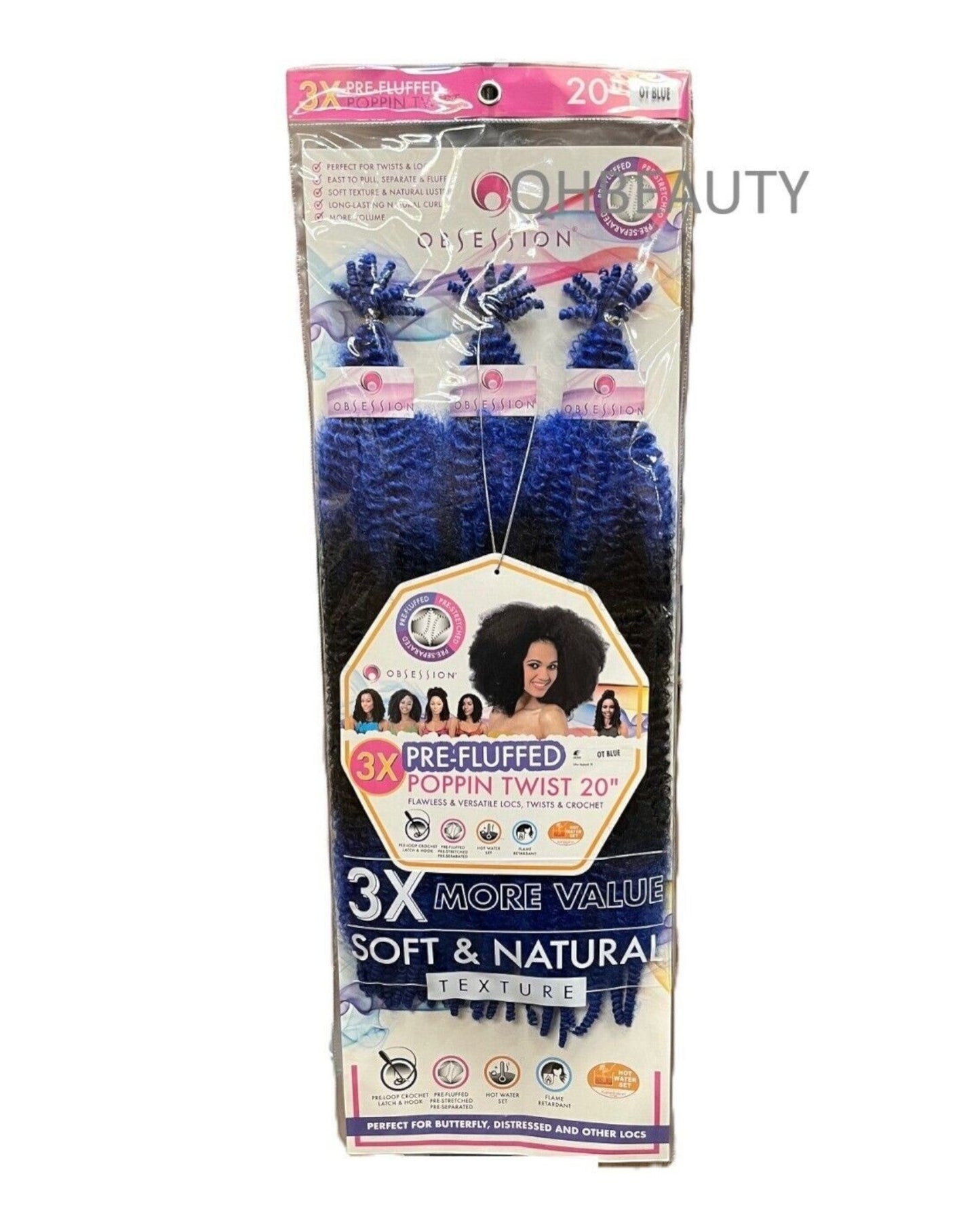 OBSESSION SYNTHETIC CROCHET SOFT BRAID 3X PRE-FLUFFED - POPPIN TWIST 16'' & 20"
