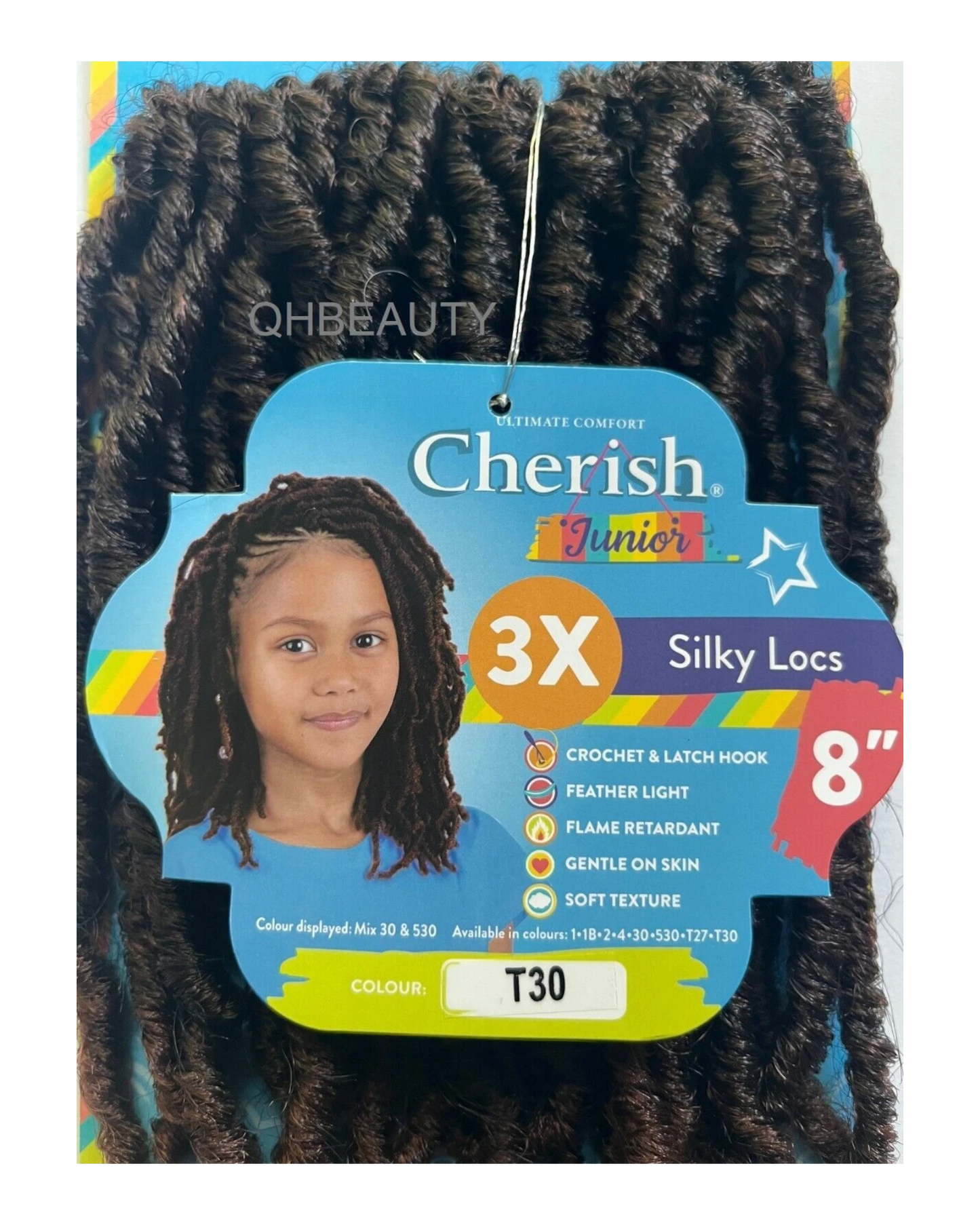 CHERISH SYNTHETIC JUNIOR KIDS CROCHET BRAID HAIR EXTENSION - SILKY LOCS 8 INCH