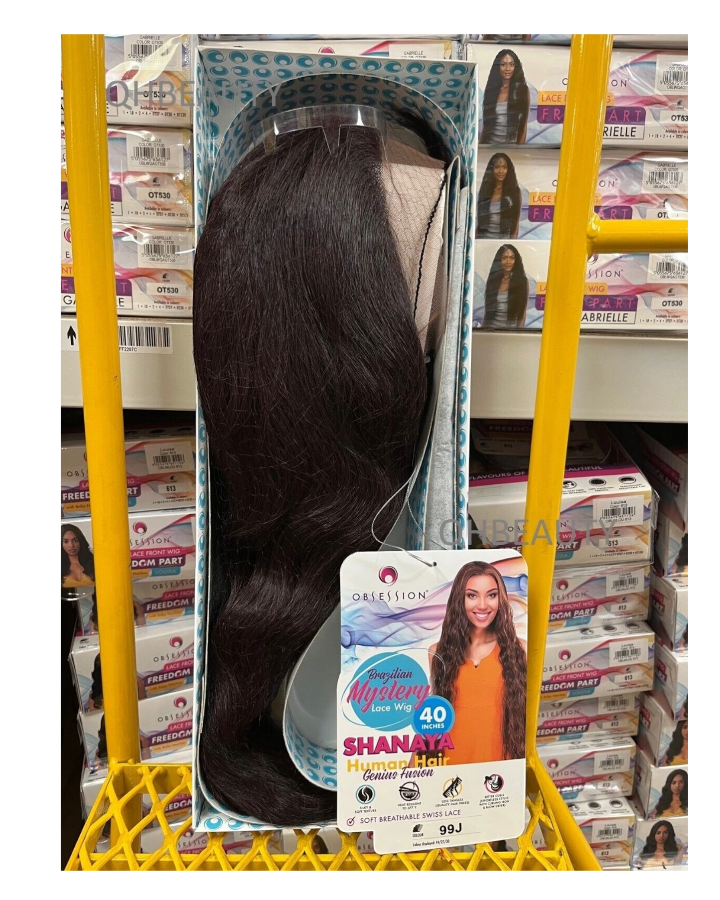 OBSESSION BRAZILIAN FUSION HUMAN HAIR NATURAL LONG CURLY LACE WIG - SHANAYA 40