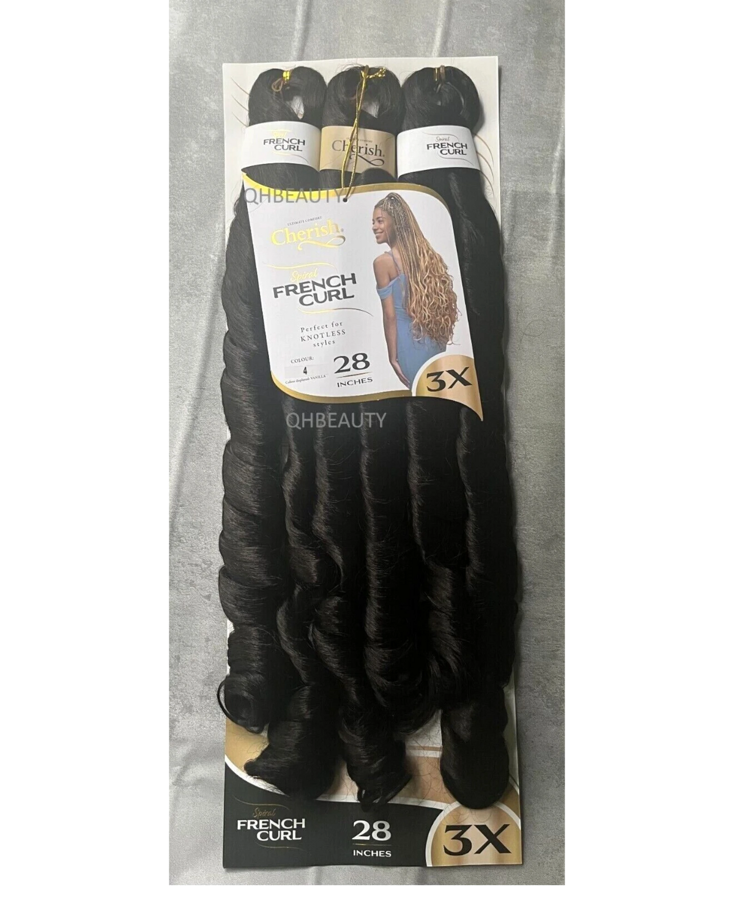 CHERISH SYNTHETIC HAIR EXTENSION BRAID - 3 x SPIRAL FRENCH CURL 22 & 28 INCHES