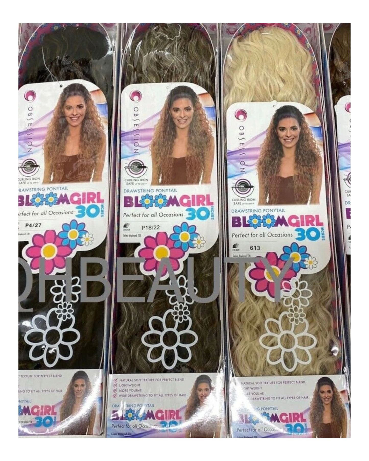 OBSESSION SYNTHETIC DRAWSTRING CURLY LONG HAIR PONYTAIL - BLOOM GIRL 30 INCH