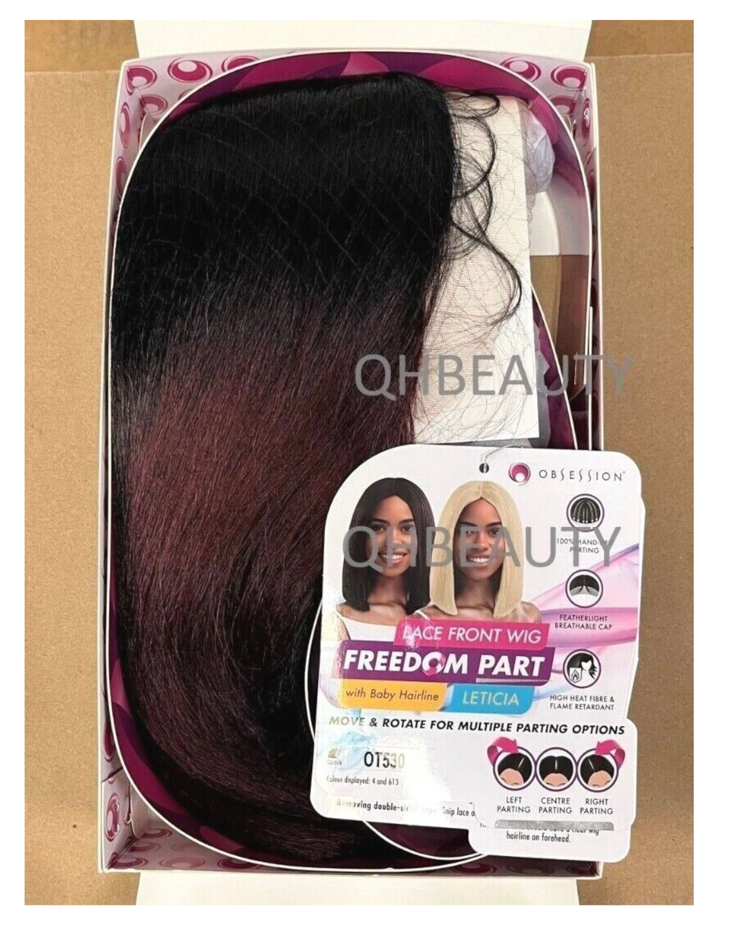 Obsession Synthetic Lace Front Free Part Hand Tied Straight Hair Wig - Leticia