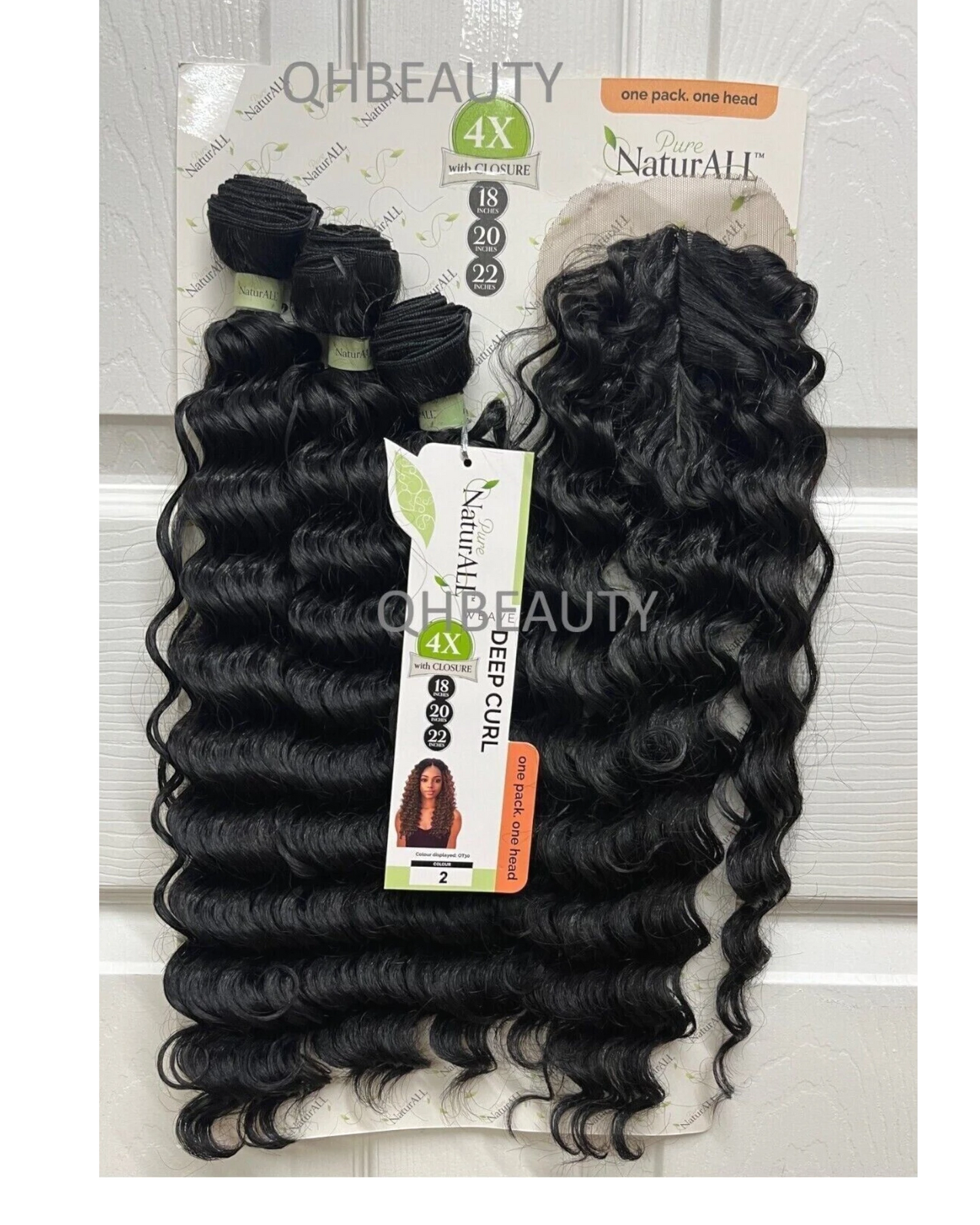 NaturALL SYNTHETIC CURLY HAIR EXTENSION 4 PCS WEAVE - DEEP CURL 18/20/22 INCHES