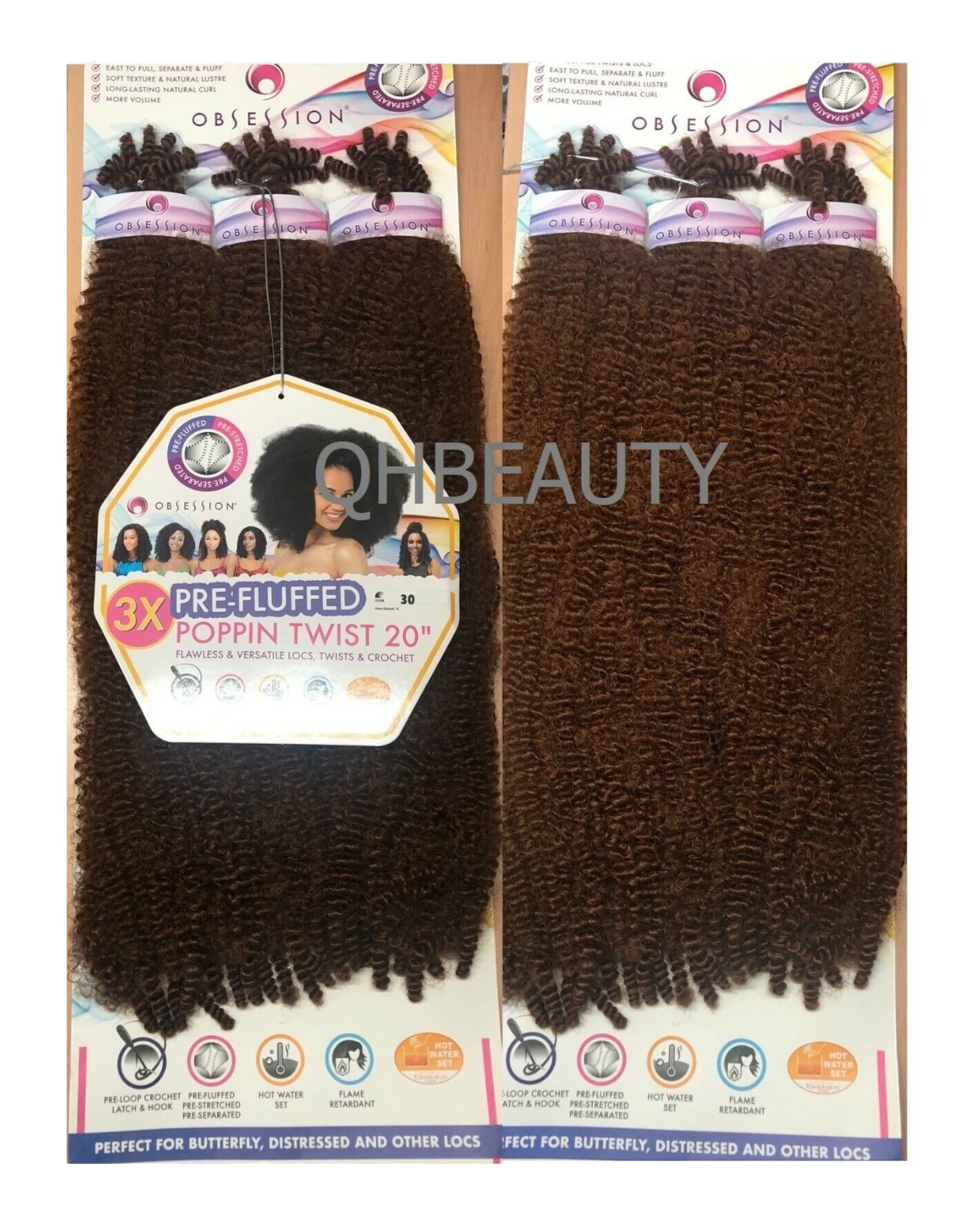 OBSESSION SYNTHETIC CROCHET SOFT BRAID 3X PRE-FLUFFED - POPPIN TWIST 16'' & 20"