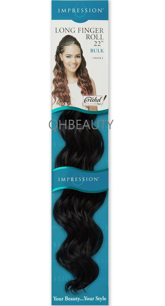 IMPRESSION SYNTHETIC HAIR EXTENSION CROCHET CURLY BRAID - LONG FINGER ROLL 22"