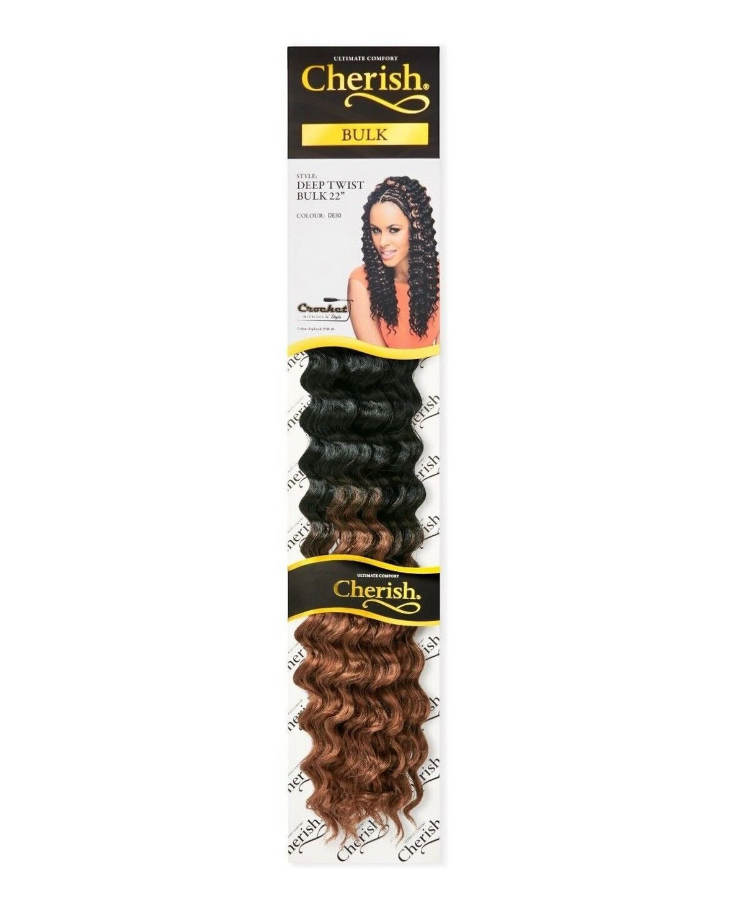 CHERISH SYNTHETIC BULK CROCHET CURLY HAIR EXTENSION BRAIDS - DEEP TWIST 22 INCH