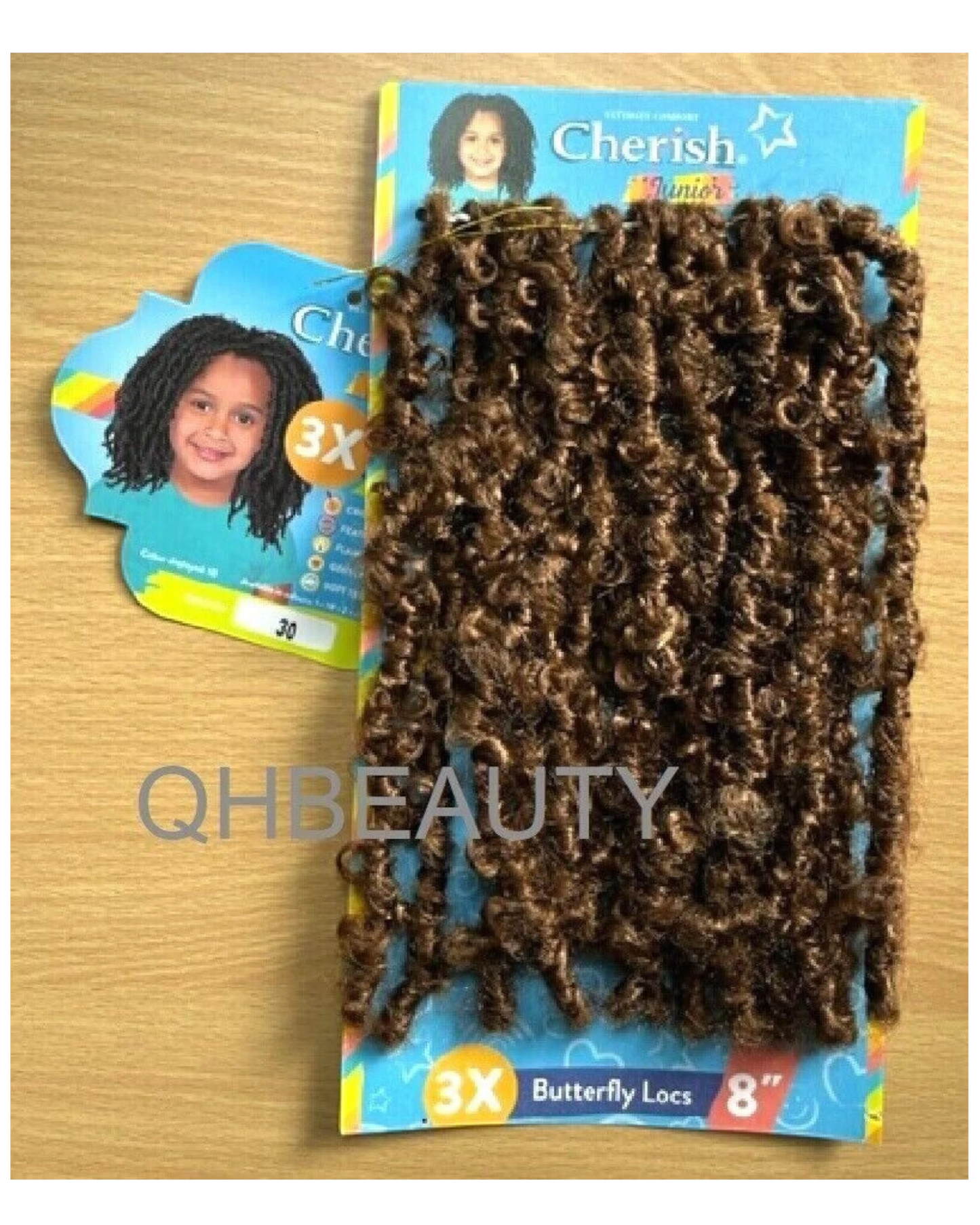 CHERISH SYNTHETIC JUNIOR KIDS CROCHET BRAID HAIR EXTENSION - 3 X BUTTERFLY LOCS 8 ''
