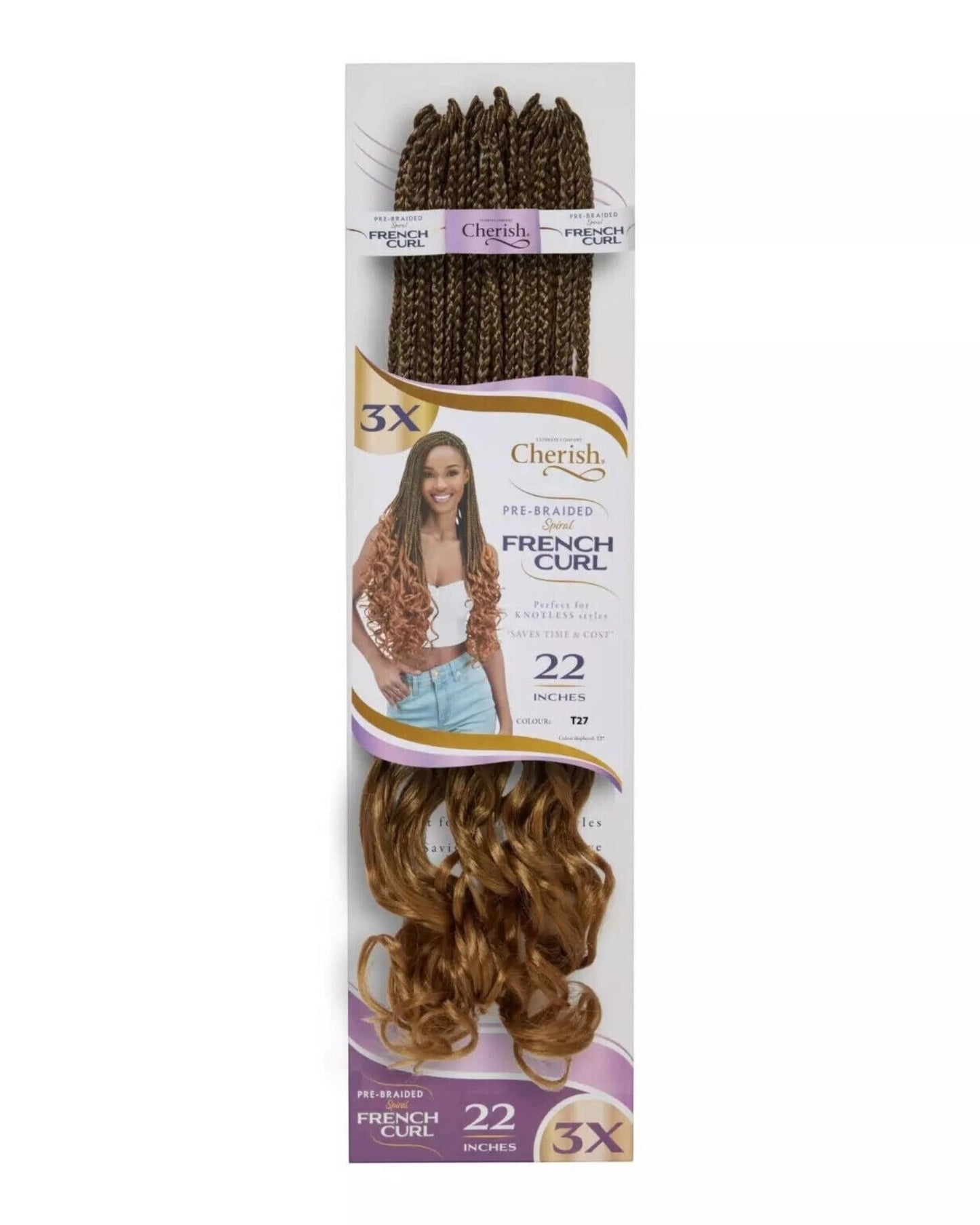 CHERISH SYNTHETIC CURLY HAIR EXTENSION BRAID - PRE BRAIDED SPIRAL FRENCH CURL 22