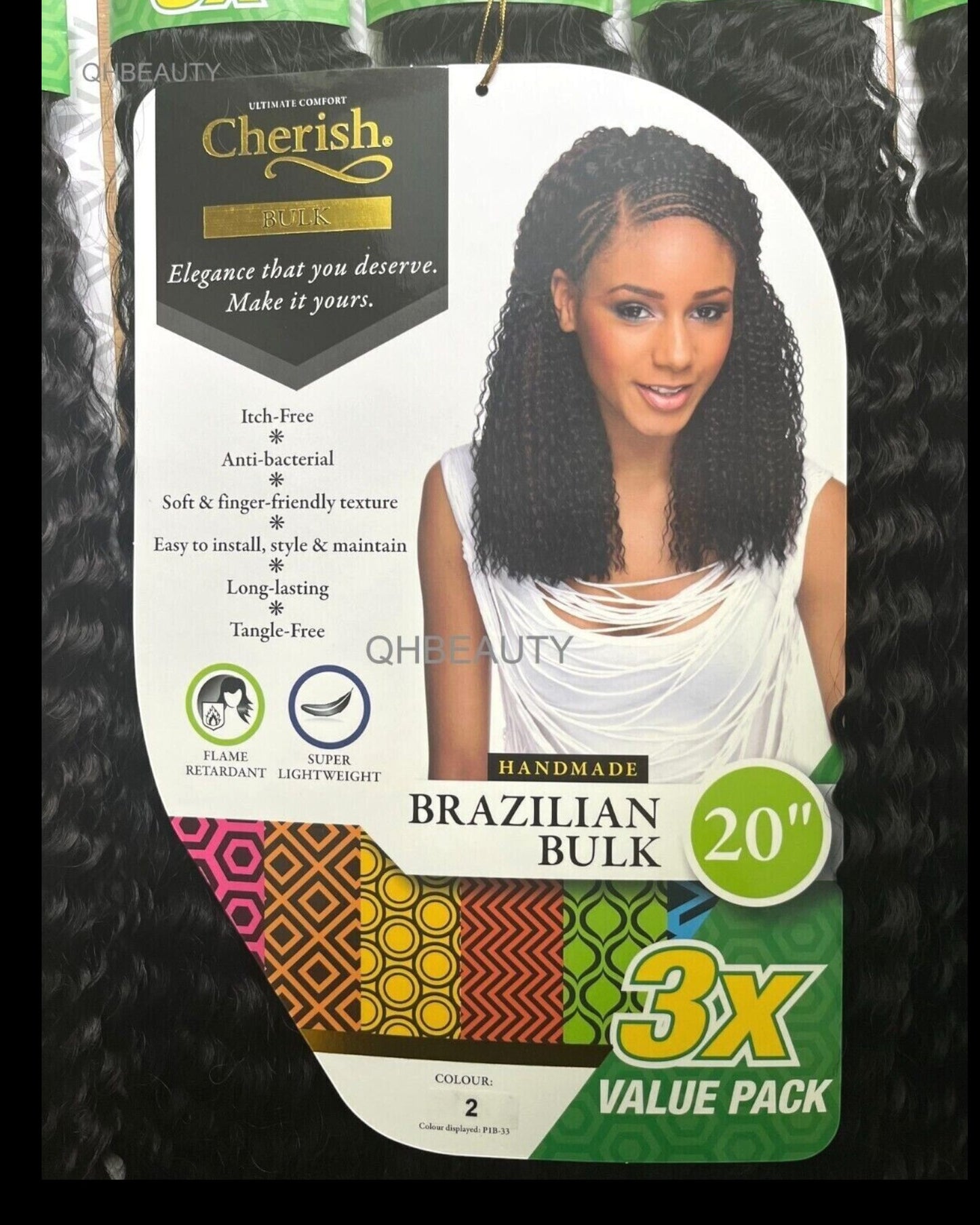 Cherish Synthetic Crochet Braid Hair Extension Handmade  3 x Brazilian Bulk 20"
