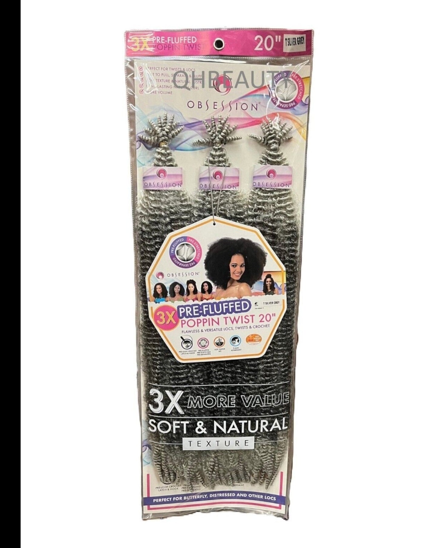 OBSESSION SYNTHETIC CROCHET SOFT BRAID 3X PRE-FLUFFED - POPPIN TWIST 16'' & 20"