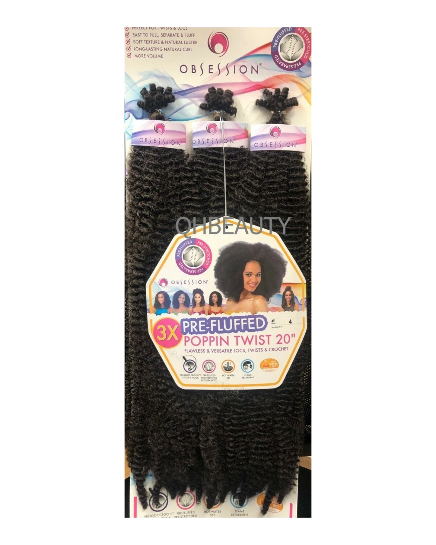 OBSESSION SYNTHETIC CROCHET SOFT BRAID 3X PRE-FLUFFED - POPPIN TWIST 16'' & 20"