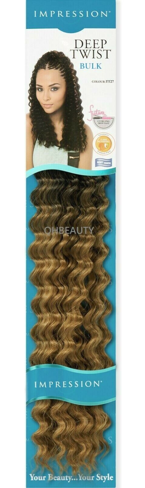IMPRESSION SYNTHETIC CROCHET CURLY HAIR EXTENSION BRAIDS - DEEP TWIST BULK 22"