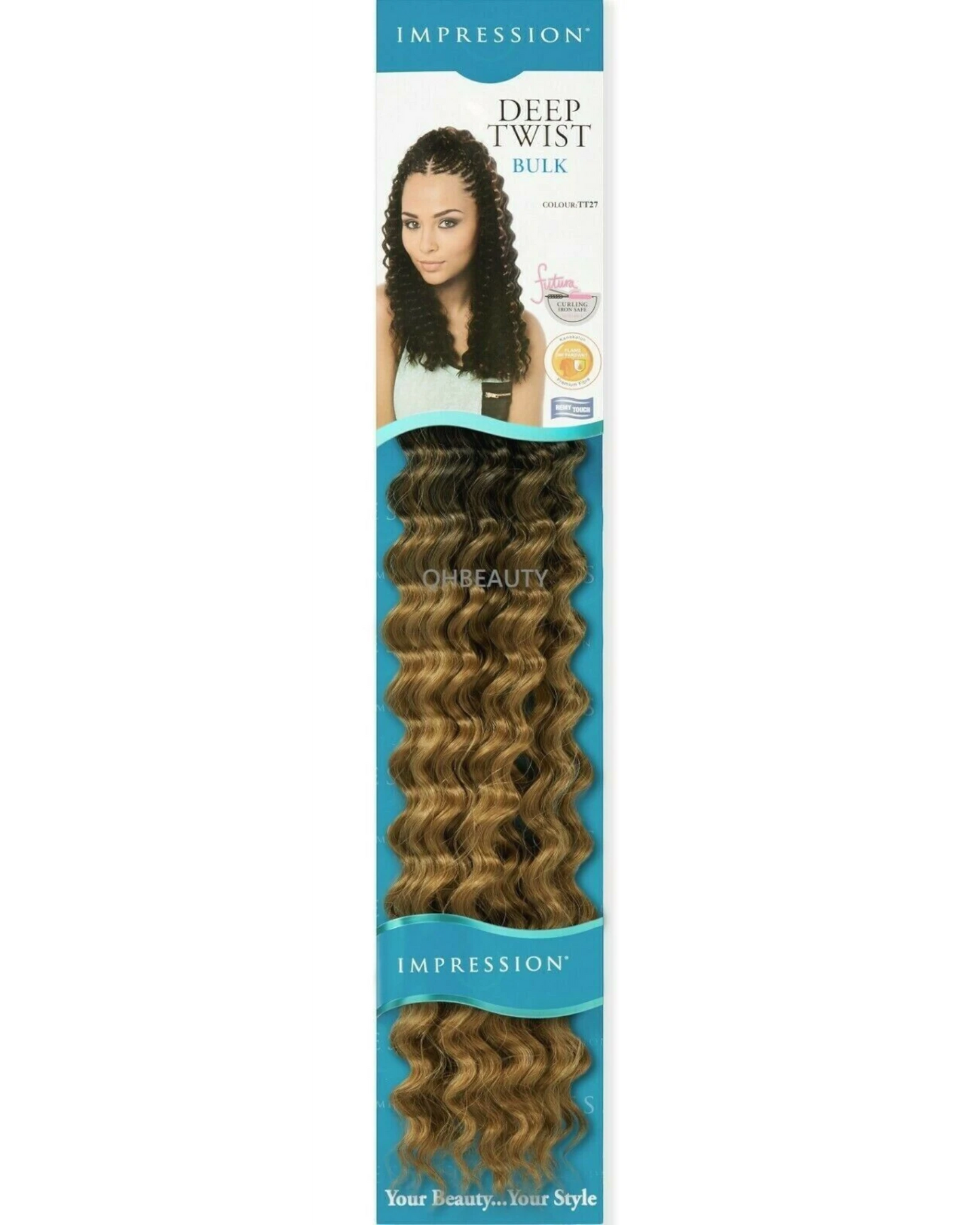 IMPRESSION SYNTHETIC CROCHET CURLY HAIR EXTENSION BRAIDS - DEEP TWIST BULK 22"