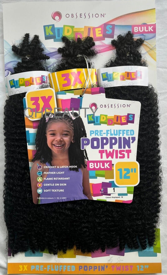 OBSESSION SYNTHETIC KIDS CROCHET BRAID HAIR EXTENSION BULK - POPPIN TWIST 12''