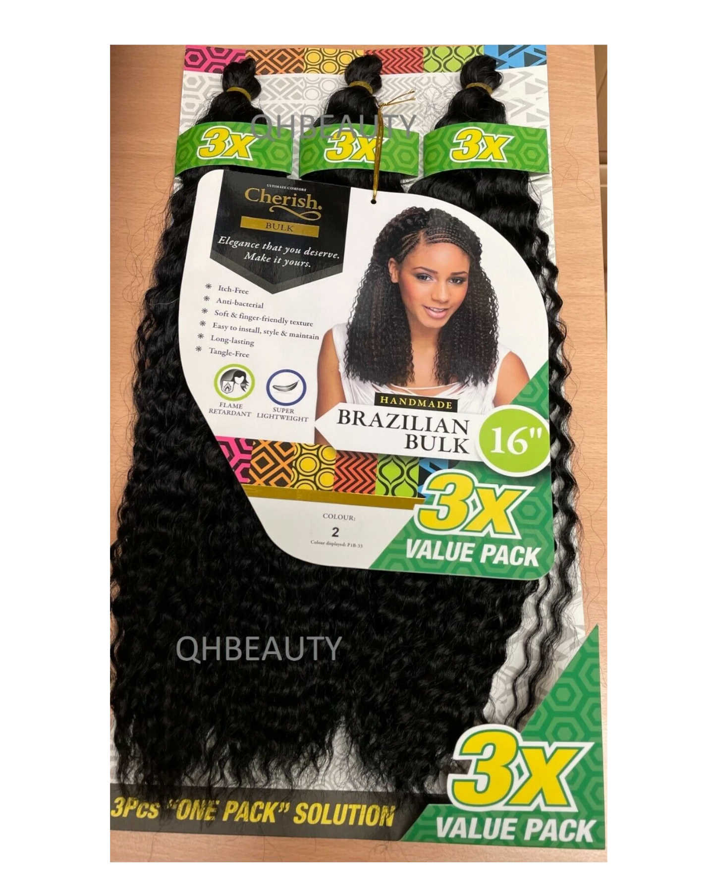Cherish Synthetic Crochet Braid Hair Extension Handmade  3 x Brazilian Bulk 16''