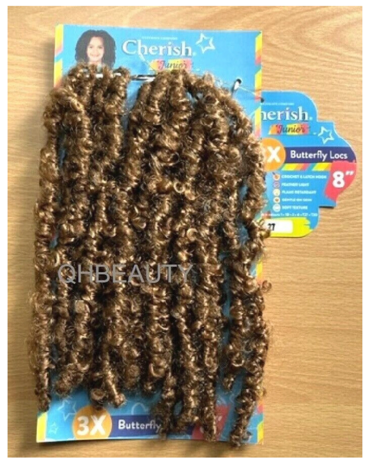 CHERISH SYNTHETIC JUNIOR KIDS CROCHET BRAID HAIR EXTENSION - 3 X BUTTERFLY LOCS 8 ''