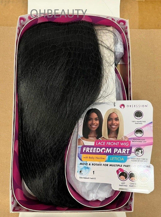 Obsession Synthetic Lace Front Free Part Hand Tied Straight Hair Wig - Leticia