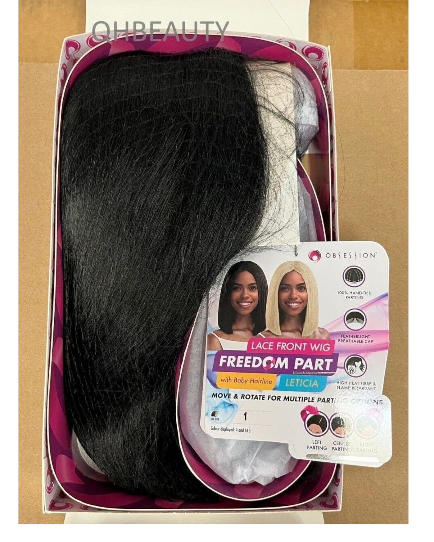 Obsession Synthetic Lace Front Free Part Hand Tied Straight Hair Wig - Leticia
