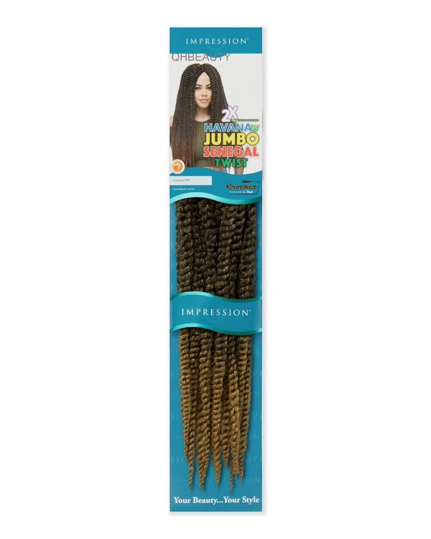 IMPRESSION CROCHET BULK HAIR EXTENSION BRAID -  2 X HAVANA JUMBO SENEGAL TWIST