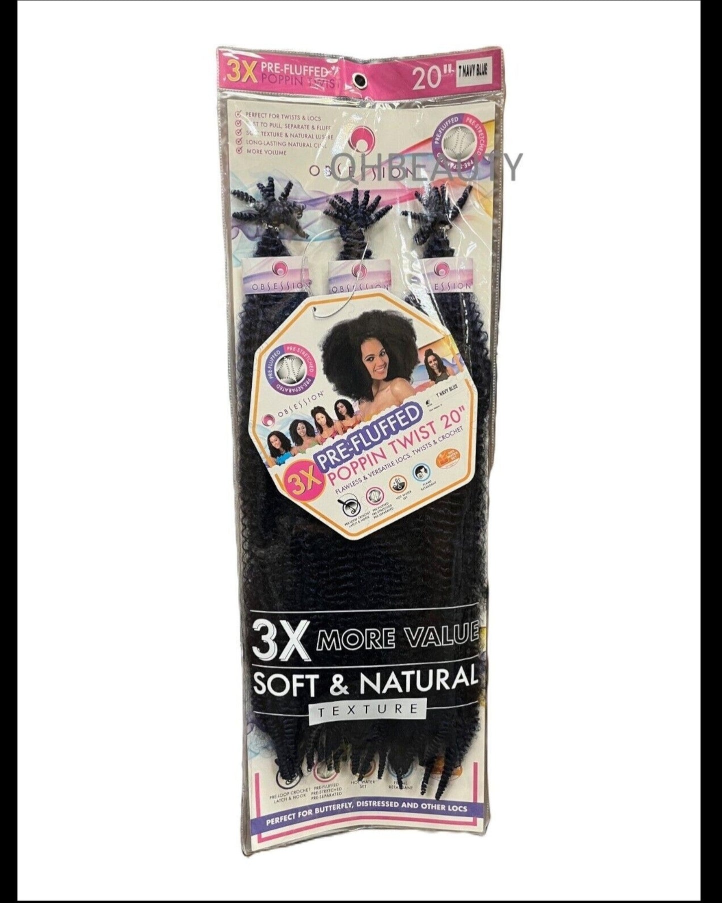 OBSESSION SYNTHETIC CROCHET SOFT BRAID 3X PRE-FLUFFED - POPPIN TWIST 16'' & 20"