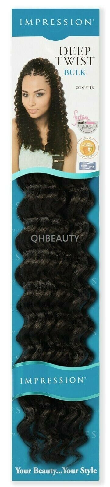 IMPRESSION SYNTHETIC CROCHET CURLY HAIR EXTENSION BRAIDS - DEEP TWIST BULK 22"