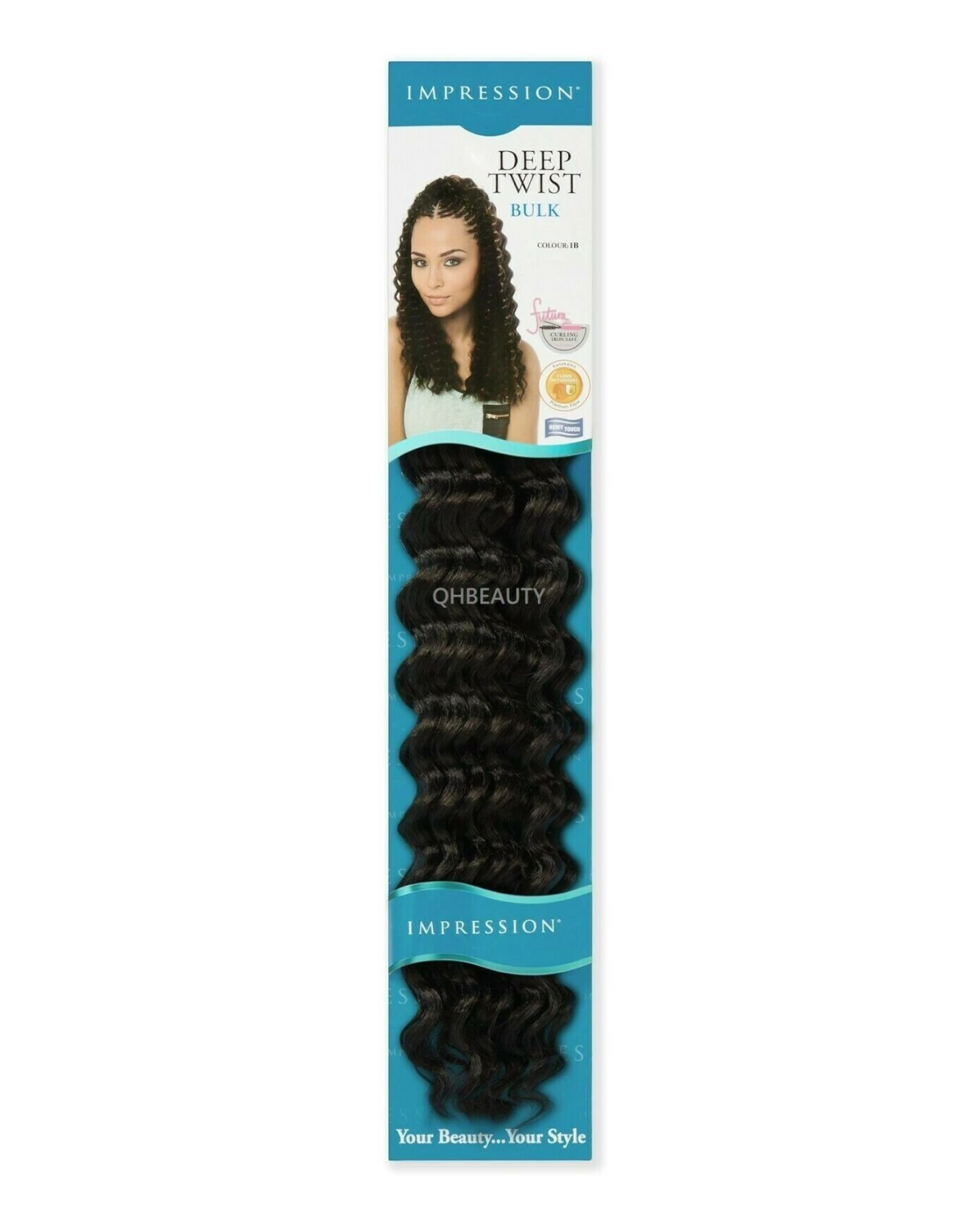 IMPRESSION SYNTHETIC CROCHET CURLY HAIR EXTENSION BRAIDS - DEEP TWIST BULK 22"