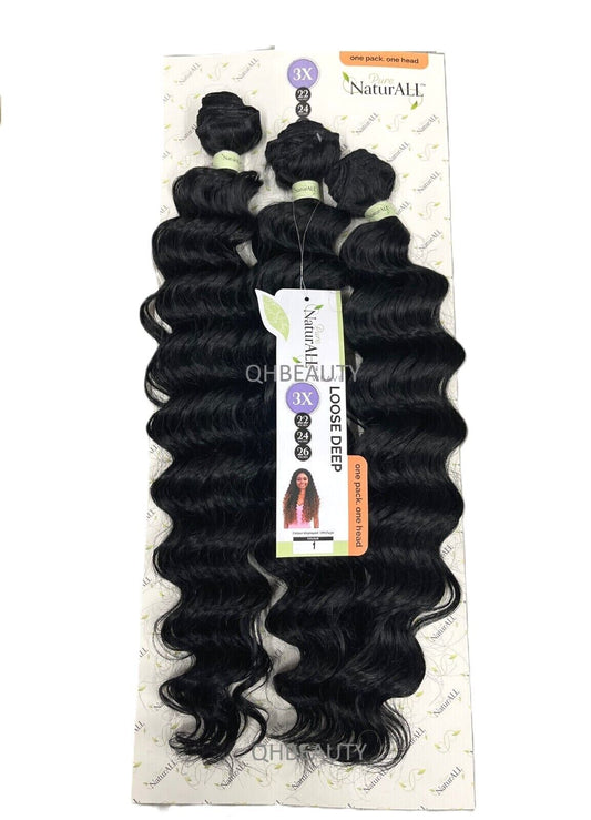 NaturALL SYNTHETIC CURLY HAIR EXTENSION 3 PCS WEAVE - LOOSE DEEP 22/24/26 INCHES