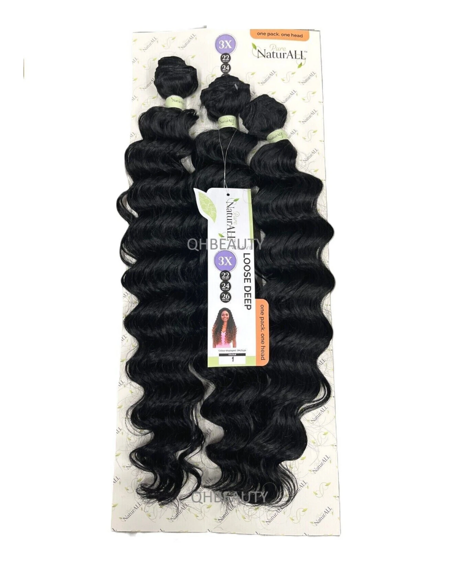 NaturALL SYNTHETIC CURLY HAIR EXTENSION 3 PCS WEAVE - LOOSE DEEP 22/24/26 INCHES