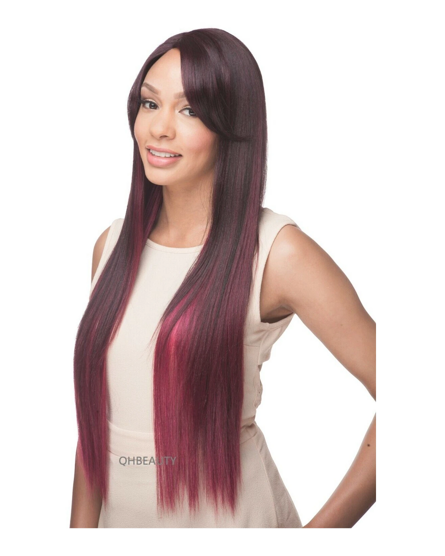 Impression Synthetic Invisible L Part Lace Long Yaky Straight Hair Wig -- RAVEN
