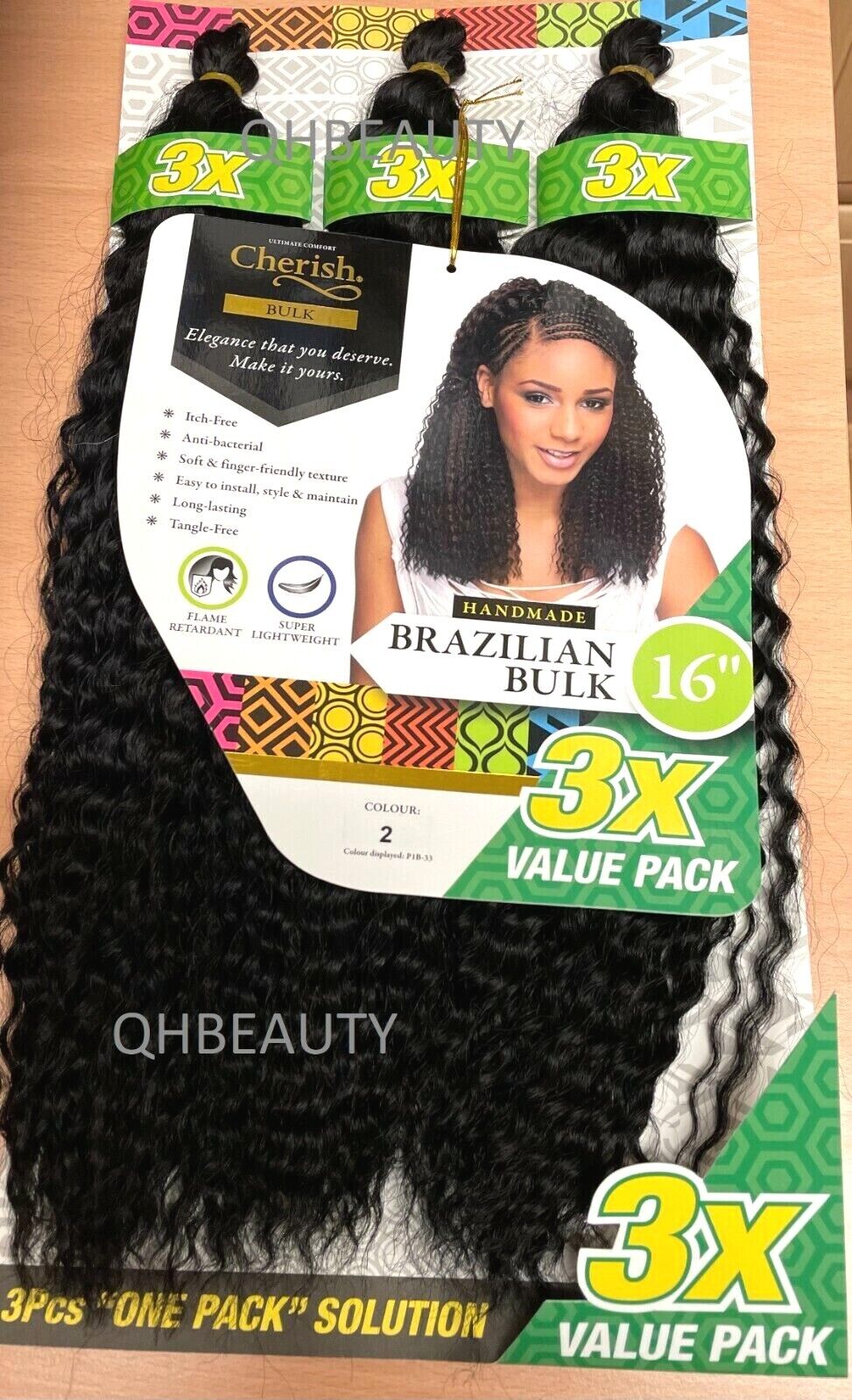 Cherish Synthetic Crochet Braid Hair Extension Handmade  3 x Brazilian Bulk 16''