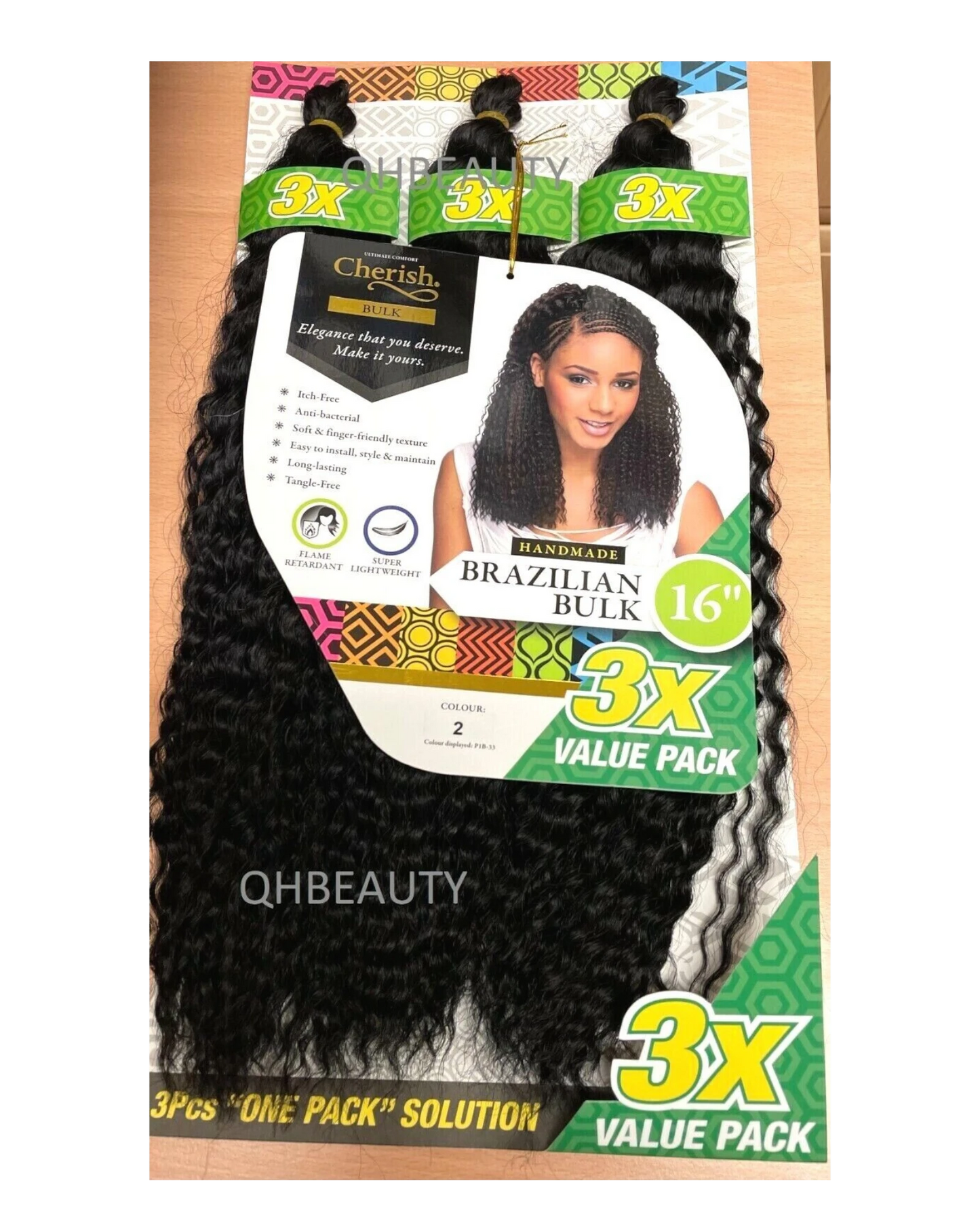 Cherish Synthetic Crochet Braid Hair Extension Handmade  3 x Brazilian Bulk 16''