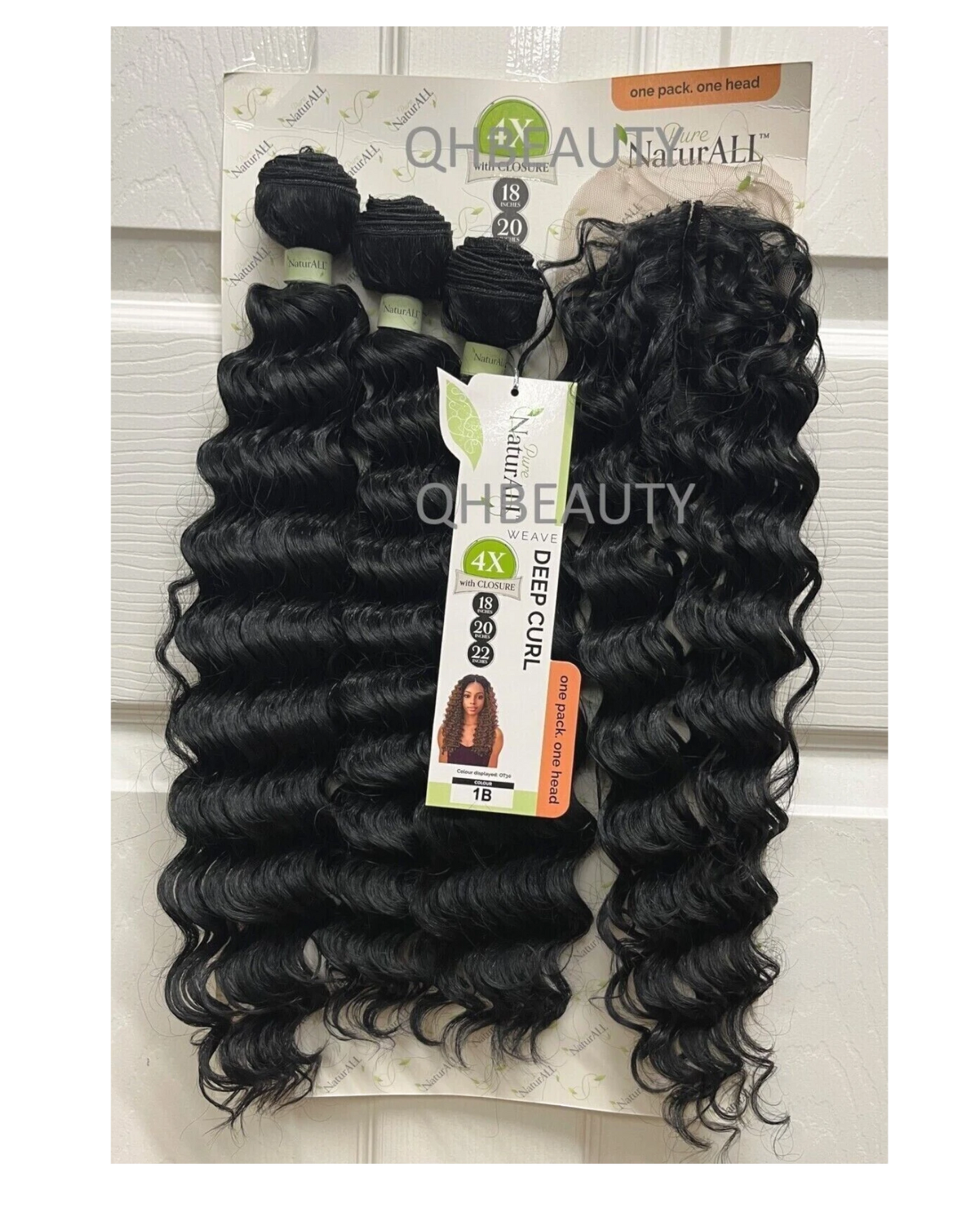 NaturALL SYNTHETIC CURLY HAIR EXTENSION 4 PCS WEAVE - DEEP CURL 18/20/22 INCHES