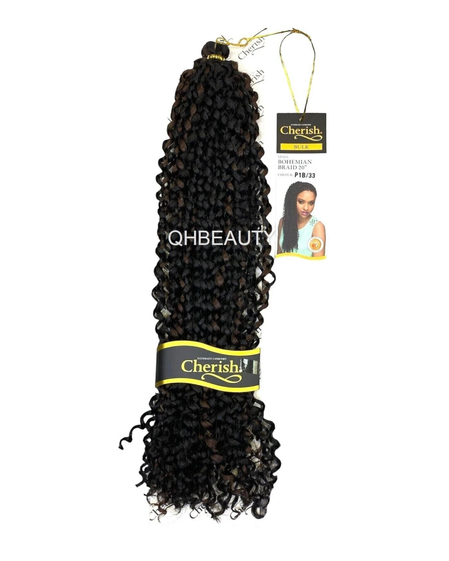 CHERISH SYNTHETIC CROCHET CURLY HAIR EXTENSION BRAID - BOHEMIAN BULK 20 INCH
