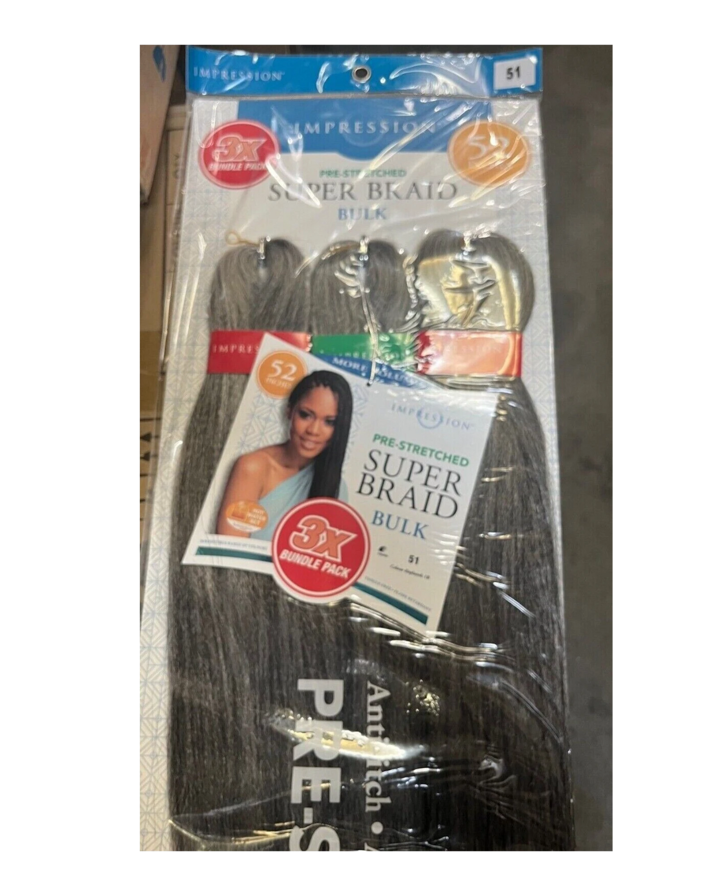 Impression Synthetic 3 X Bundle Pack Crochet Hair Extensions - Super Braid 52 "