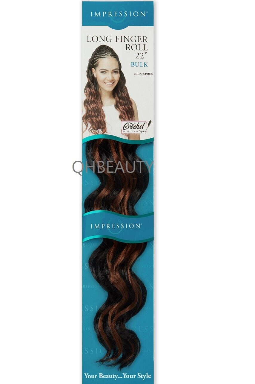 IMPRESSION SYNTHETIC HAIR EXTENSION CROCHET CURLY BRAID - LONG FINGER ROLL 22"
