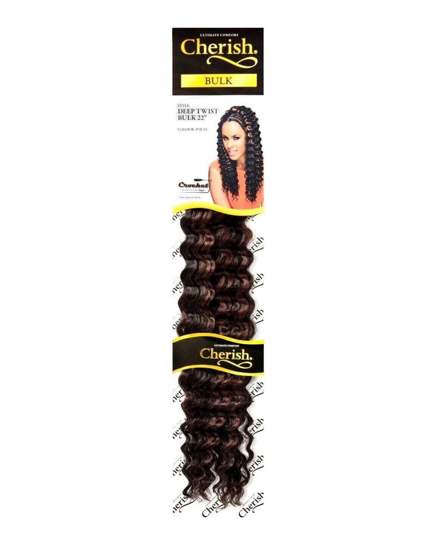CHERISH SYNTHETIC BULK CROCHET CURLY HAIR EXTENSION BRAIDS - DEEP TWIST 22 INCH